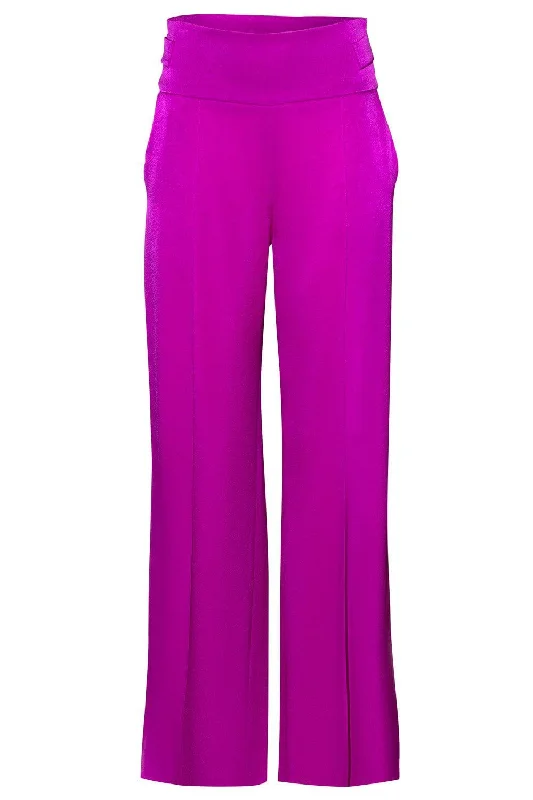Classic Wide Leg Pant - Magenta Warm Wool Trousers