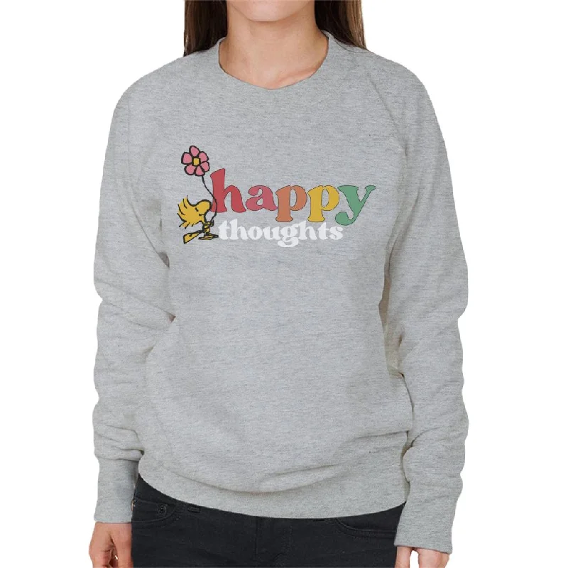 Peanuts Woodstock Happy Thoughts Women's Sweatshirt Hoodie with Monochrome Minimalist Simple Peanuts Woodstock Happy Thoughts Women's Sweatshirt Hoodie with Monochrome Minimalist Simple