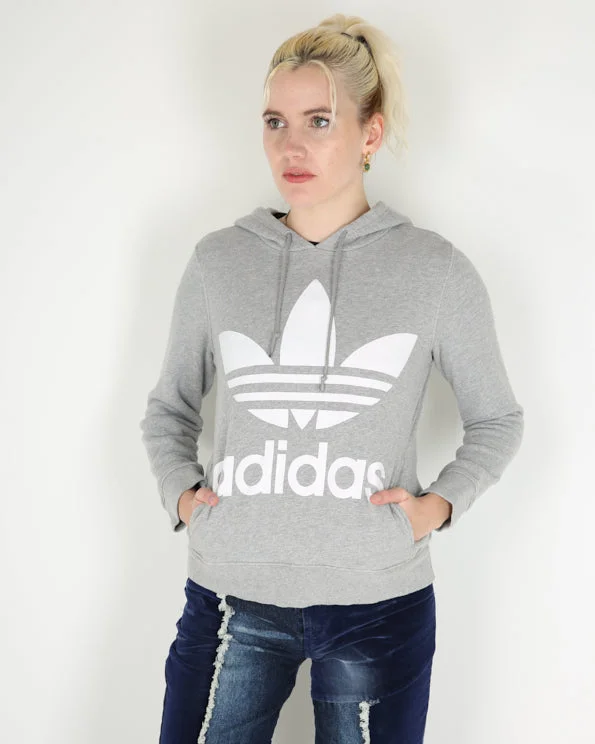 Vintage Adidas Originals Trefoil logo grey hoodie - S Cotton Hoodie Fleece Lining Warmth Vintage Adidas Originals Trefoil logo grey hoodie - S Cotton Hoodie Fleece Lining Warmth