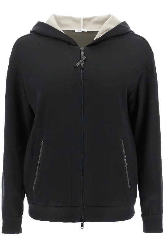"sweatshirt With Precious  - Black Hoodie with Ribbed Hem Stretchable Secure