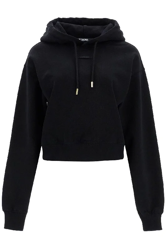 Sweatshirt 'the Gros  - Black Hoodie with Hem Patch Decorative Personalized