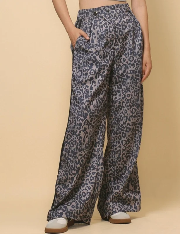 Ladies Woven High Waist Leopard Wide Leg Pants SKP4729 Stylish Harem Pants