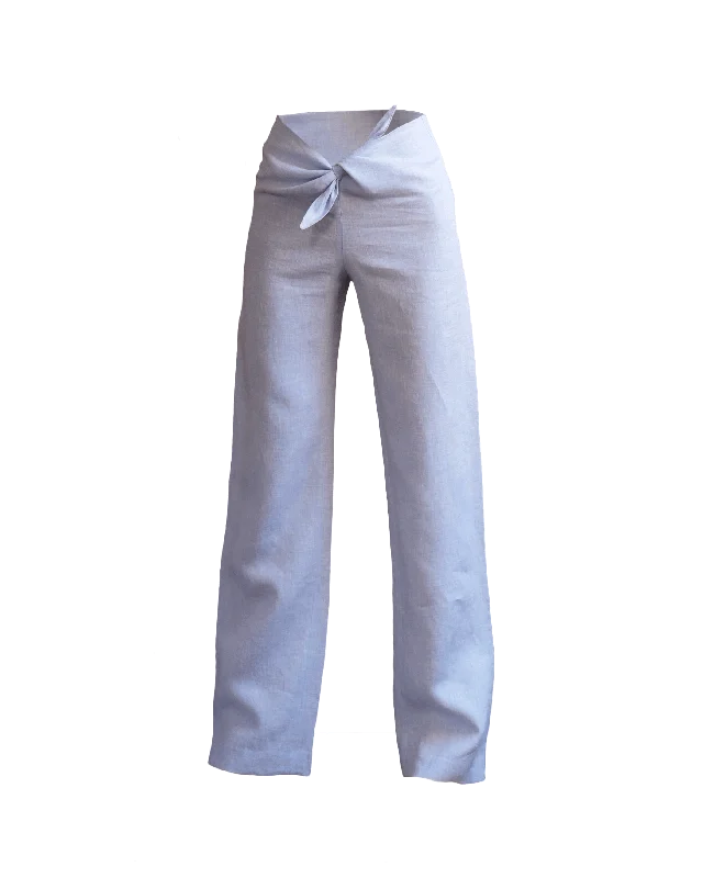 Pastel Bow Pants in Ice Blue Comfortable Denim Leggings