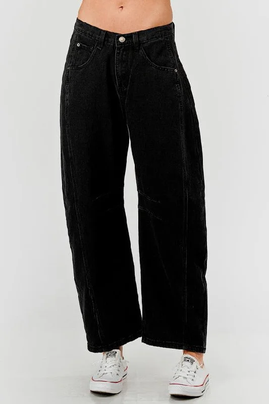 Relaxed Mid Rise Barrel Denim Pants SKP522 Formal Linen Trousers