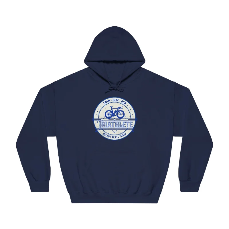Triathlete - Decent at All Three (Blue) Hoodie - Unisex Hoodie Jacket Zipper Layering