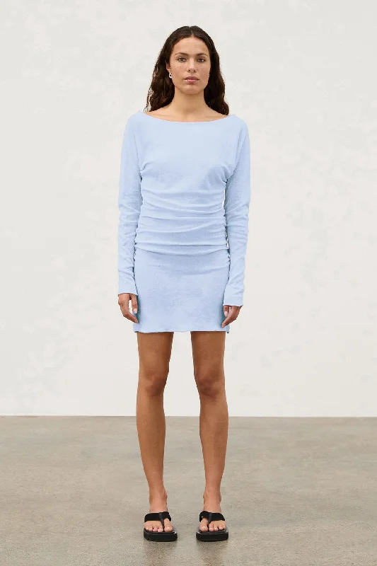 Gathered Knit Dress - Powder Blue