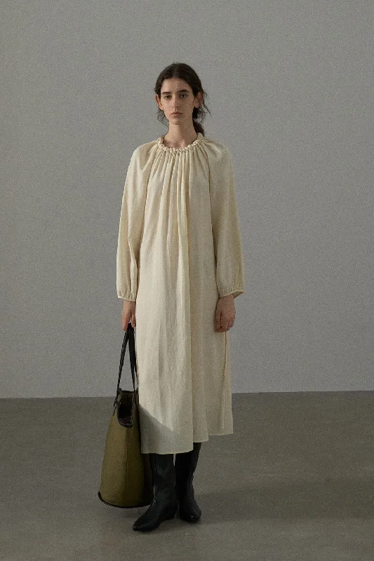 Lyocell blend linen draped dress | 3 color
