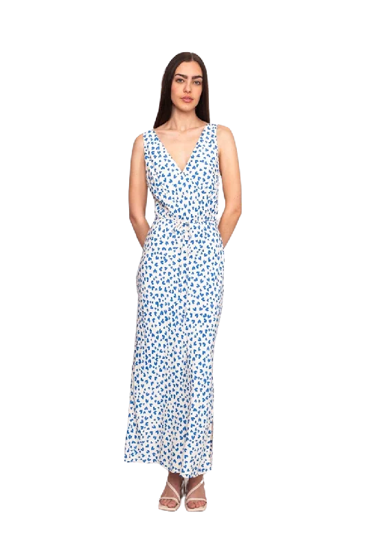 Esme Slip Dress Blue Scatter Hearts