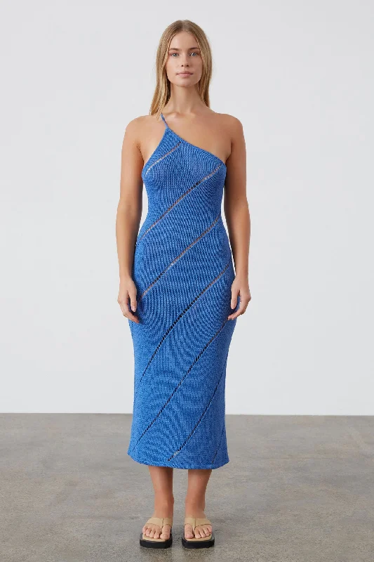 Ocean Blue Lattice Knit Dress
