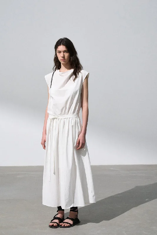 "Ohmi Bleach" cotton fly sleeve dress | 3 color