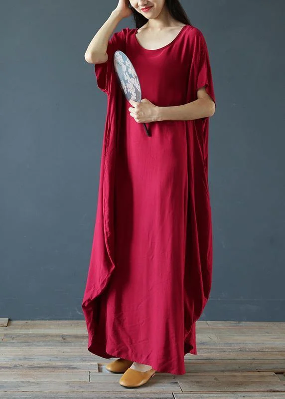 100% o neck Extra large hem summer clothes Sleeve burgundy Maxi Dress Cozy Maxi Dress with Slit 100% o neck Extra large hem summer clothes Sleeve burgundy Maxi Dress Cozy Maxi Dress with Slit