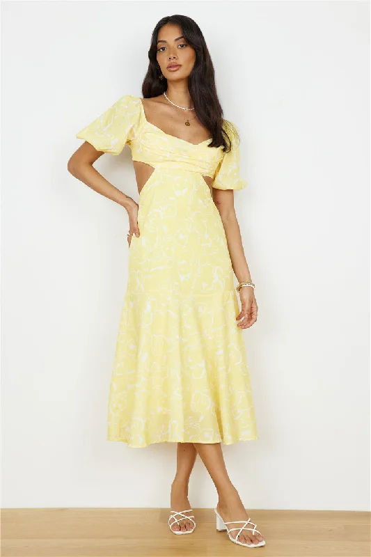 Back From Florence Maxi Dress Yellow Trendy Fit-and-Flare Maxi Dress