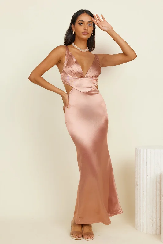 Between Us Maxi Dress Brown Cozy Spaghetti Strap Maxi Dress
