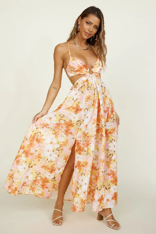 Bright Skies Maxi Dress Orange Comfortable Casual Maxi Dress