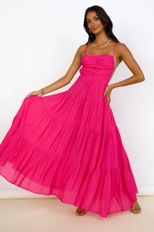 Brooklyn Baby Maxi Dress Pink Elegant Pleated Maxi Dress