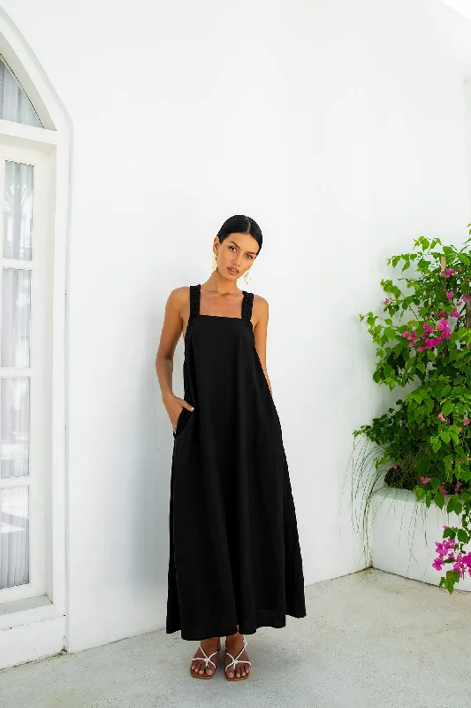 Dear Eclipse Maxi Dress Black Elegant Floral Maxi Dress