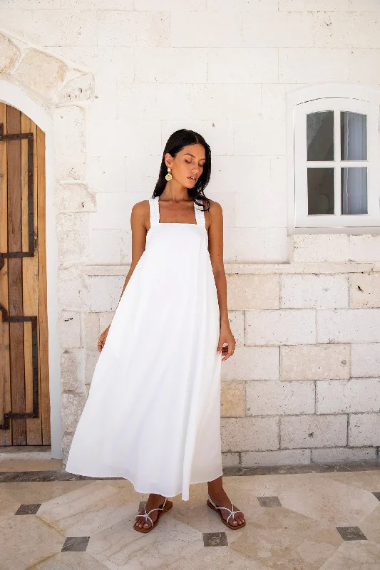 Dear Eclipse Maxi Dress White Comfortable Bohemian Maxi Dress