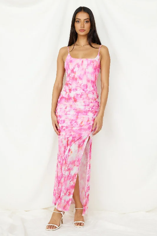 Deep Sea Dive Maxi Dress Pink Stylish Button-Up Maxi Dress