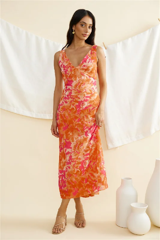 Dessert First Maxi Dress Orange Stylish Empire Waist Maxi Dress
