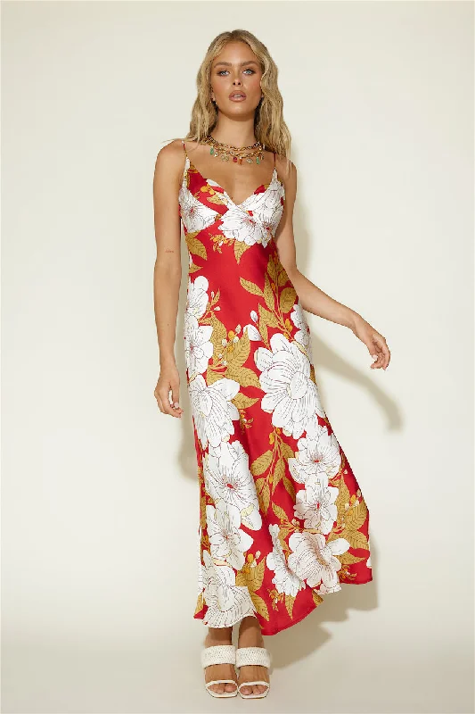 Disappear in the Clouds Maxi Dress Red Trendy Maxi Dress with Bow
