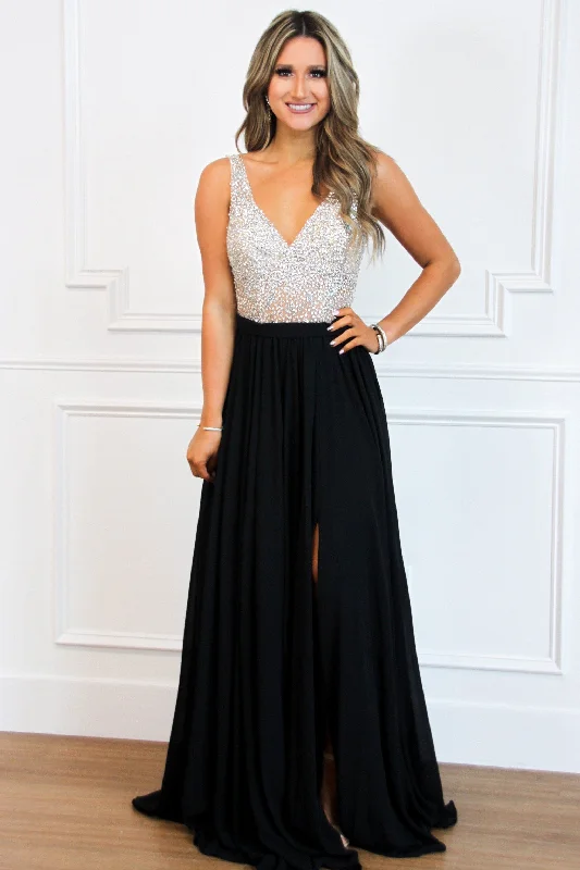 Elegant Affair Beaded Maxi Dress: Black Fashionable Sleeveless Maxi Dress