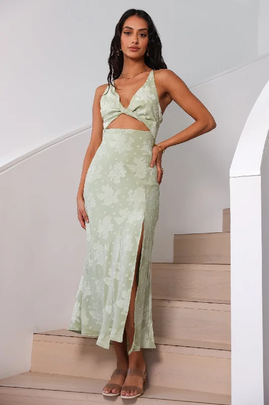 Expectations Maxi Dress Green Elegant Maxi Dress with Pockets