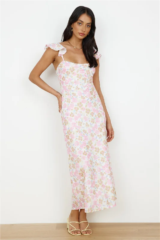 Fall Into Place Maxi Dress Pink Fashionable Chiffon Maxi Dress