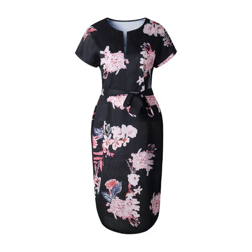 Flowers Striped Print Dress 2022 Summer Women Beach Dress Female V Neck Short Sleeve Maxi Dresses With Belt Vestidos Elegant Lace-Up Maxi Dress Flowers Striped Print Dress 2022 Summer Women Beach Dress Female V Neck Short Sleeve Maxi Dresses With Belt Vestidos Elegant Lace-Up Maxi Dress