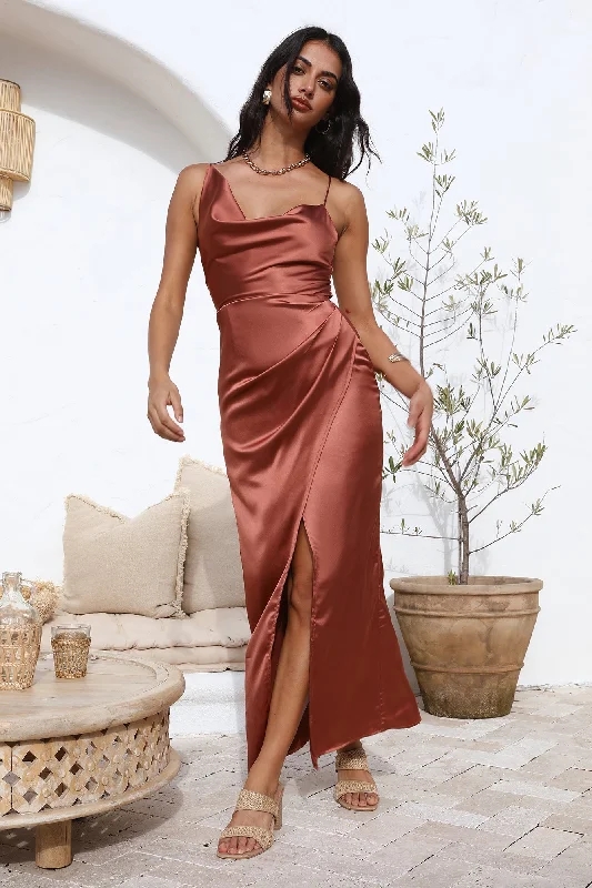 Having You Maxi Dress Brown Fashionable Chiffon Tiered Maxi Dress