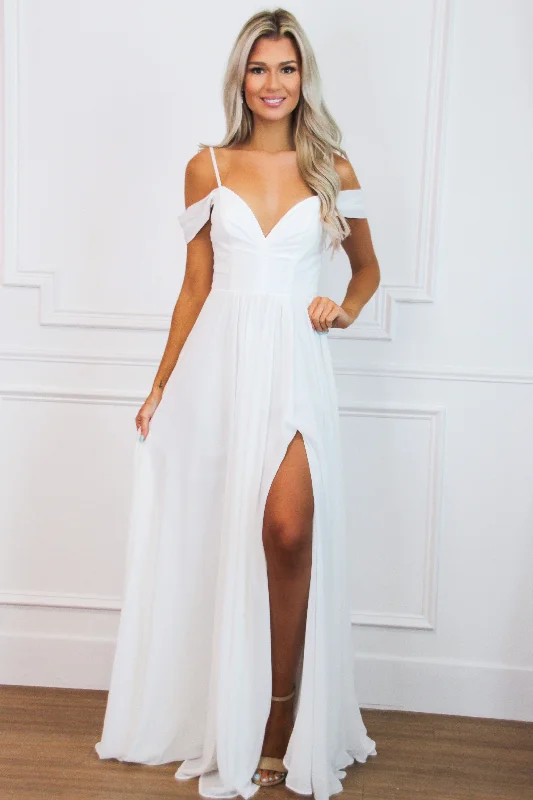 Heaven Sent Chiffon Maxi Dress: White Fashionable Sheer Maxi Dress