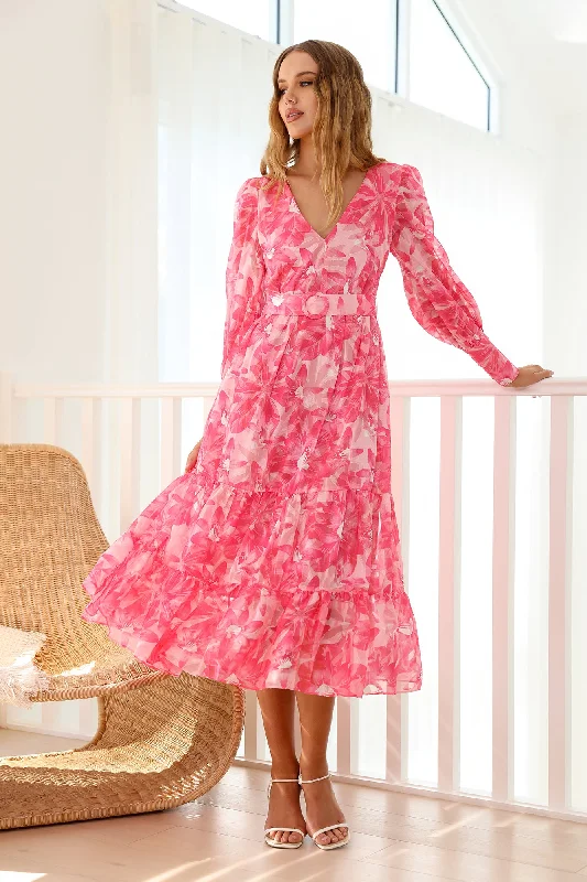 Into Heaven Maxi Dress Pink Fashionable Button-Down Maxi Dress