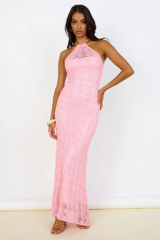 Kombucha Maxi Dress Pink Fashionable Faux Wrap Maxi Dress