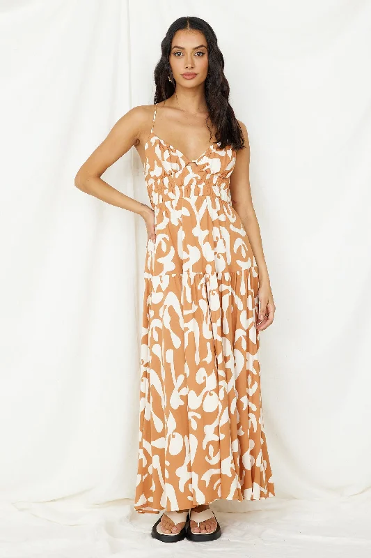 Lover Of Love Maxi Dress Brown Classic A-Line Maxi Dress
