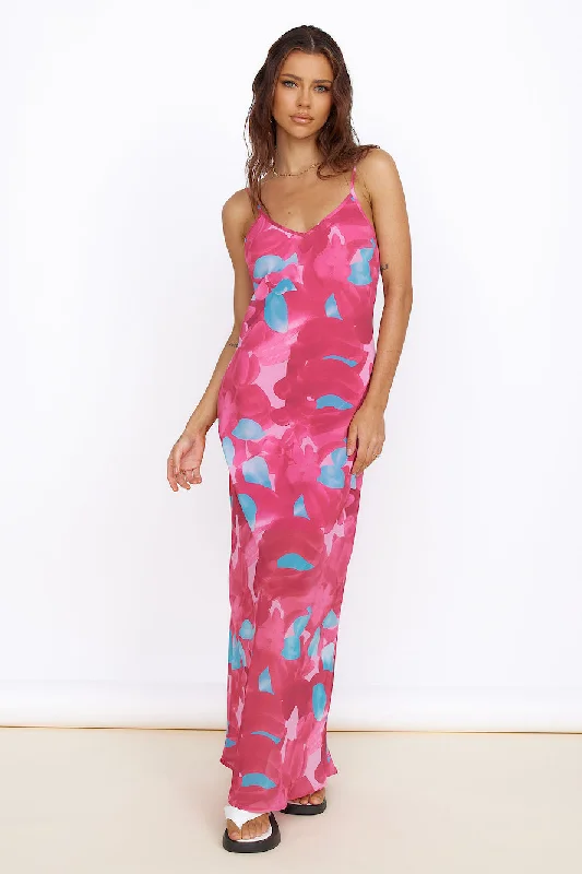 Make Up My Mind Maxi Dress Pink Trendy Ruffled Maxi Dress