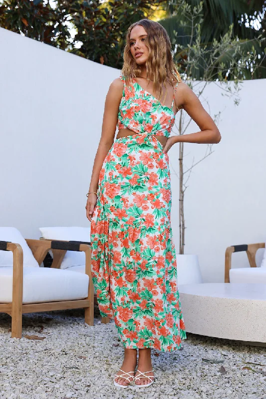 Meet Cute Maxi Dress Orange Elegant Lace-Up Maxi Dress