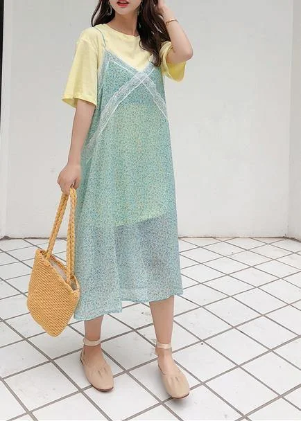 Modern sleeveless chiffon clothes Women Photography green Maxi Dress summer Stylish Maxi Dress with Frills