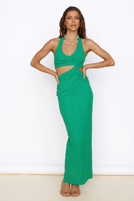 New Found Purpose Maxi Dress Green Classic V-Neck Maxi Dress