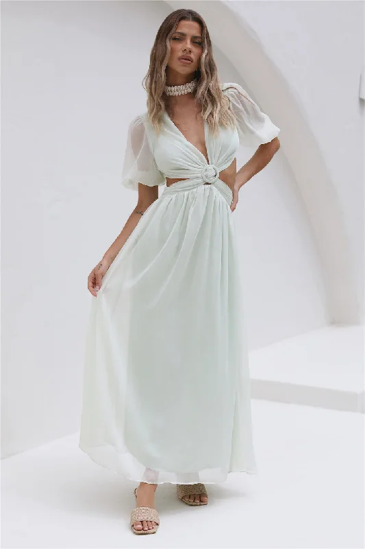 Ocean Ripples Maxi Dress Green Stylish A-Line Maxi Dress
