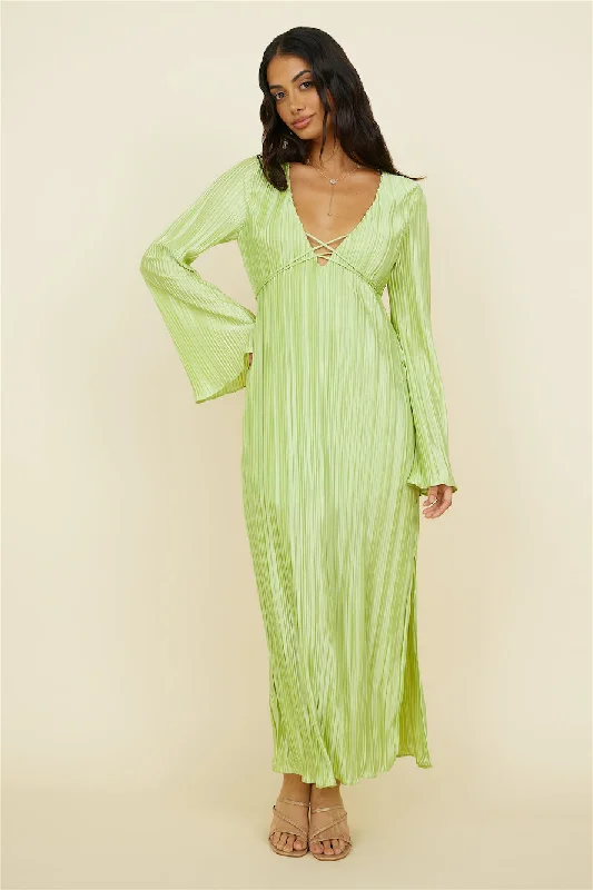 Polonius Maxi Dress Green Fashionable High-Low Maxi Dress