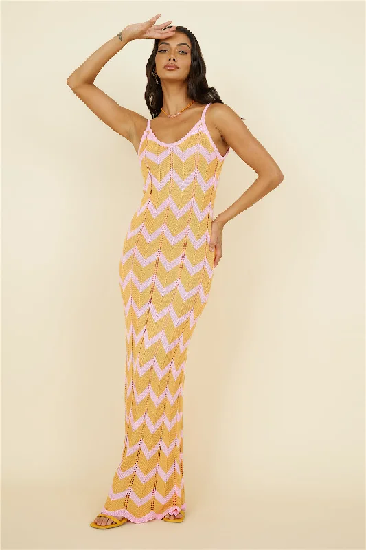 Portugal Sun Maxi Dress Pink Comfortable Maxi Dress with Belt