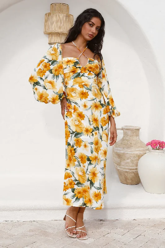 Pottery Class Maxi Dress Yellow Fashionable Layered Maxi Dress