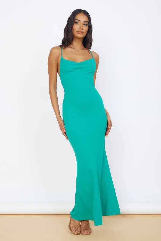 Pure Delight Maxi Dress Green Comfortable Maxi Dress with Belt