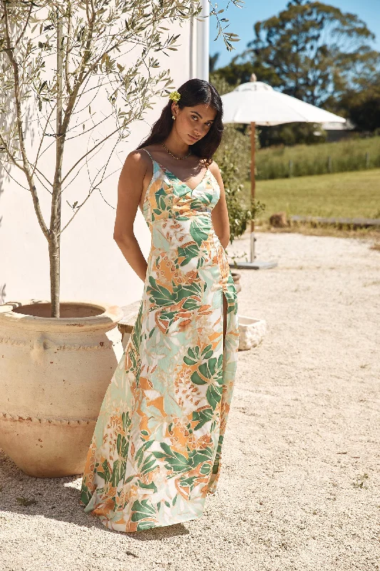 Rainforest Glow Maxi Dress Green Casual Maxi Dress with Pockets
