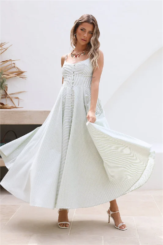 Rising Moon Maxi Dress Green Elegant Floral Maxi Dress