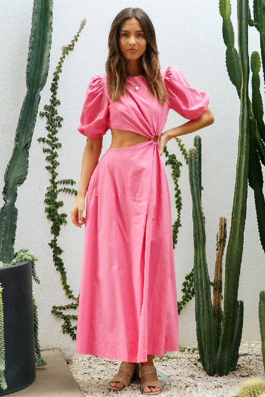 Rocky Road Maxi Dress Pink Fashionable Asymmetrical Maxi Dress