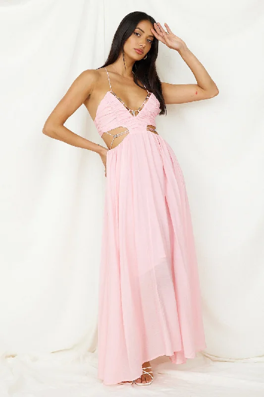 Sahara Journey Maxi Dress Blush Elegant Maxi Dress with Pockets