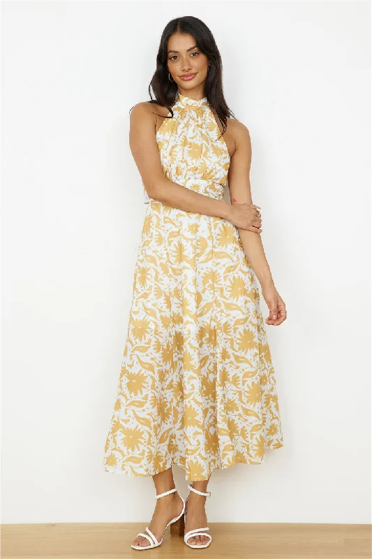 Showing Emotions Halter Maxi Dress Yellow Classic Solid Maxi Dress