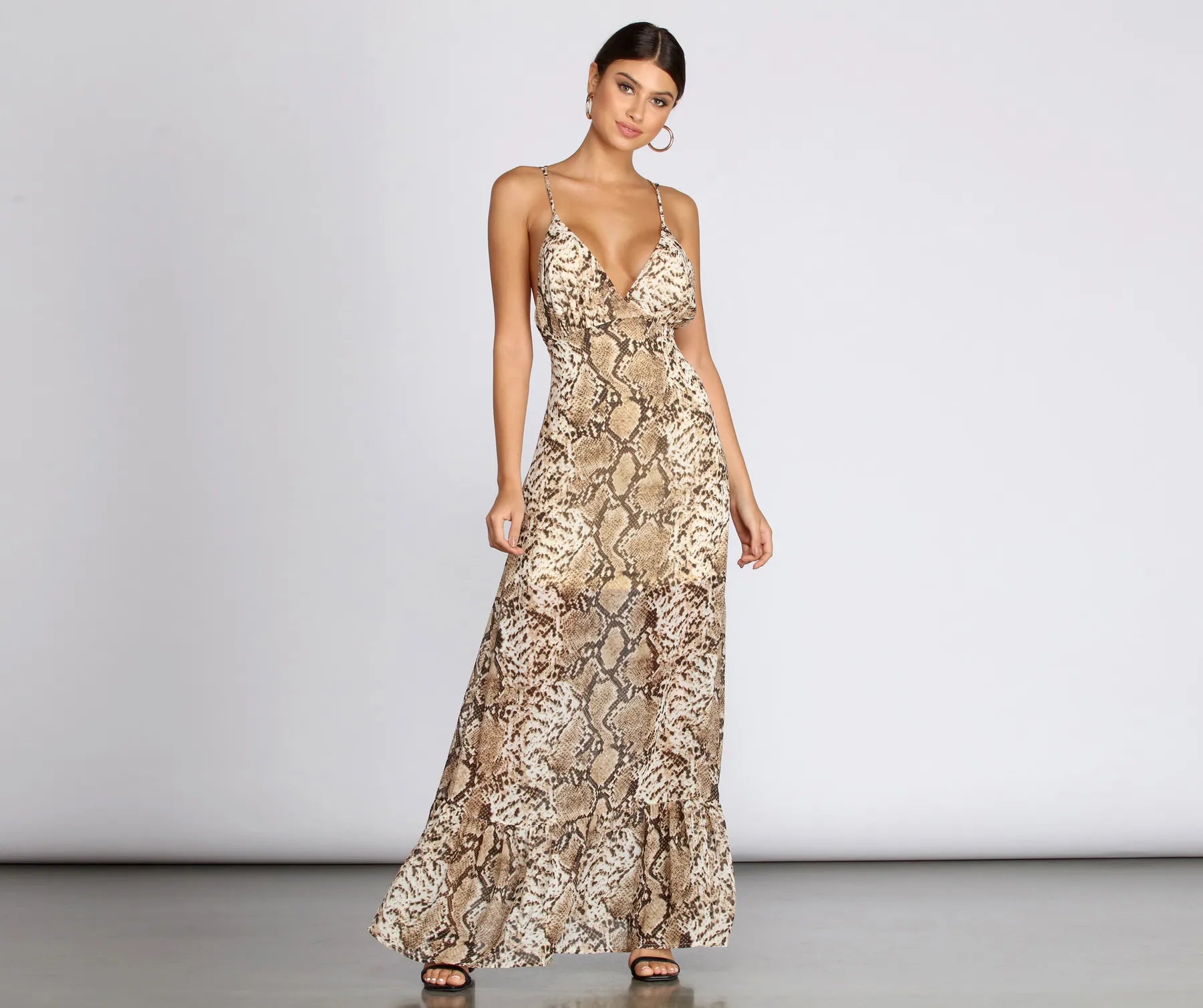 Sleeveless Leopard Chiffon Maxi Dress Fashionable Button-Down Maxi Dress
