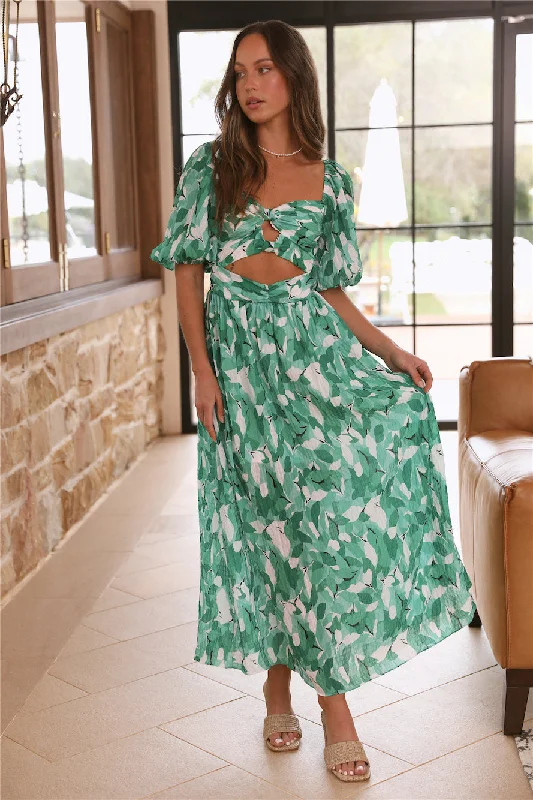 Soulmate Maxi Dress Green Trendy Satin Maxi Dress