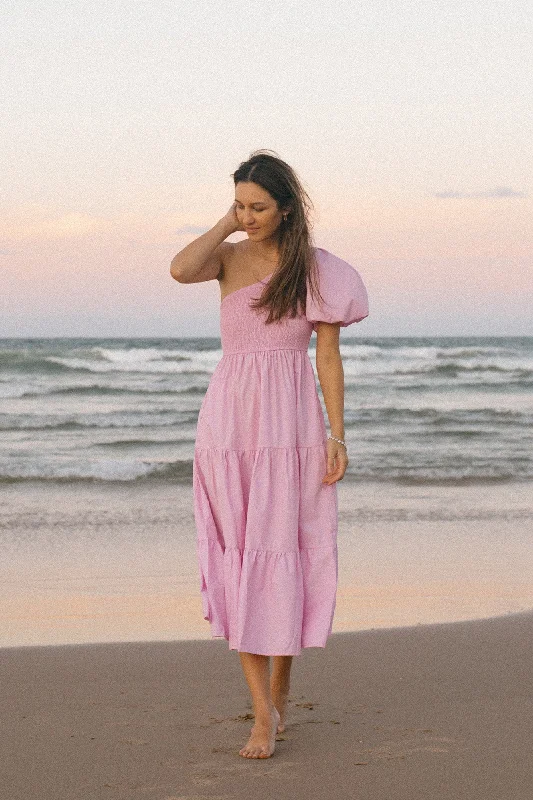 Strawberry Daiquiri Maxi Dress Pink Stylish Long Sleeve Maxi Dress